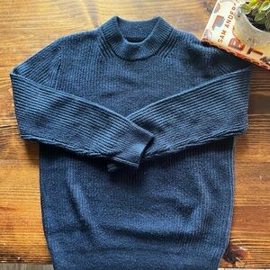 Navy Mockneck Fisherman’s Sweater
